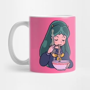 I draw invader lum eating ramen / urusei yatsura alien oni girl Mug